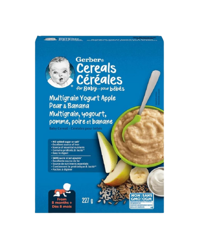 Gerber Baby Cereal – Multigrain Yogurt Apple, Pear & Banana (227g)