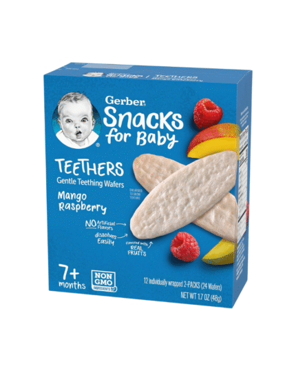 Gerber Snack for Baby Teethers Mango Raspberry Gentle Teething Wafers 7+ Months