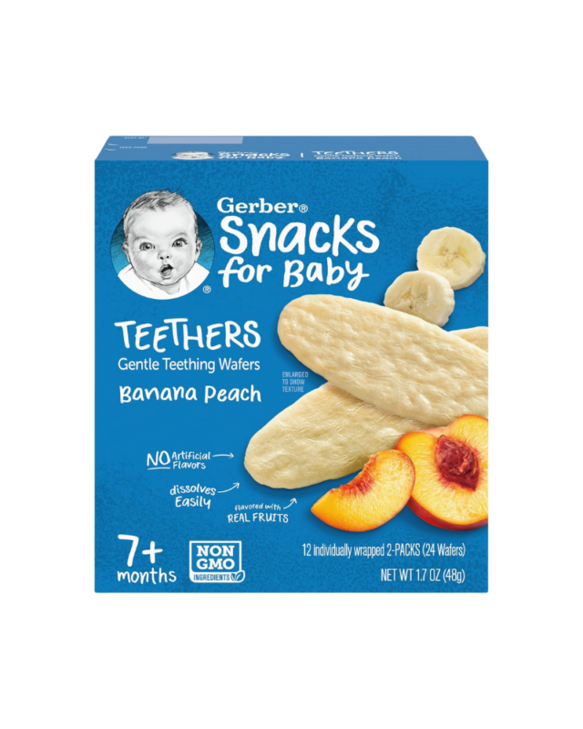 Gerber Snacks for Baby Teethers, Banana Peach, Gentle Teething Wafers 7+ Months