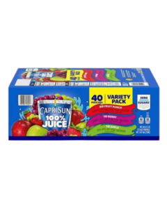 Capri Sun 100% Juice Variety Pack – 40 Pouches of Fruit Punch, Berry & Apple