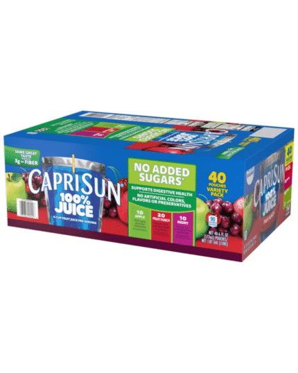 Capri Sun 100% Juice Variety Pack – 40 Pouches of Fruit Punch, Berry & Apple