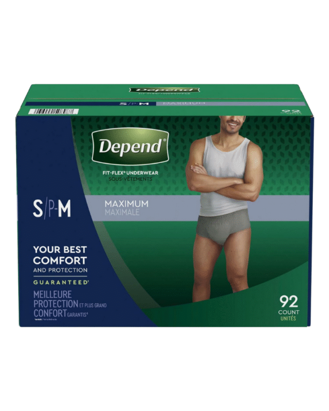 Depend Fit-Flex Underwear for Men S/M – 92 Count Maximum Absorbency