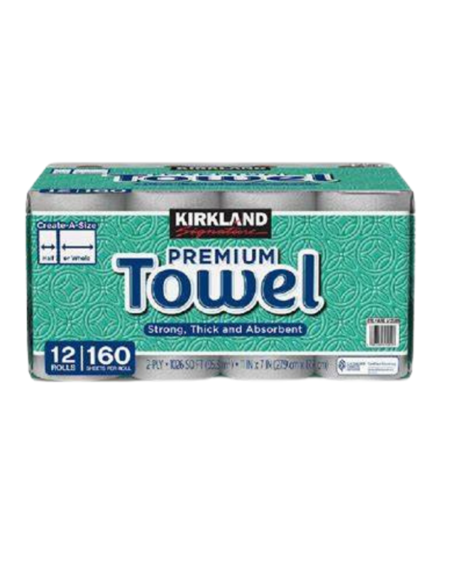 Kirkland Signature Premium Paper Towels – 12 Jumbo Rolls, Ultra Absorbent