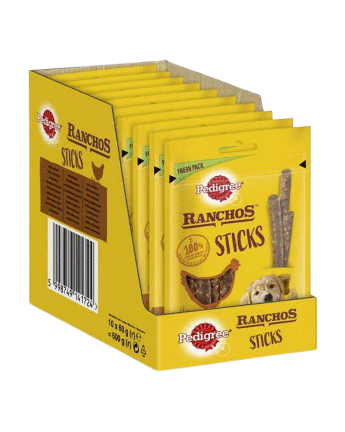 Pedigree Ranchos Sticks Dog Treats with Chicken 10 x 60g Value Pack
