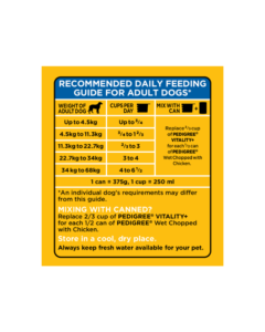 Pedigree Vitality+ Adult Dog Food With Real Chicken & Vegetable Flavour 22.7kg