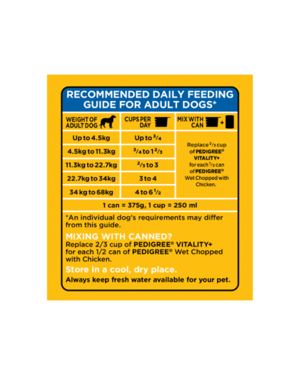Pedigree Vitality+ Adult Dog Food With Real Chicken & Vegetable Flavour 22.7kg