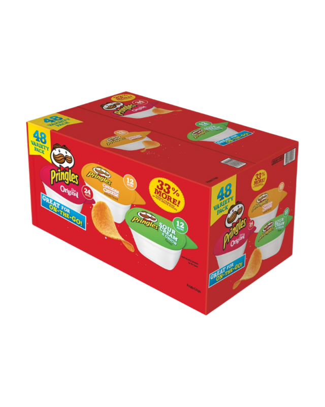 Pringles Variety Snack Pack – 48 Mini Cups (Original, Sour Cream & Onion, Cheddar Cheese)