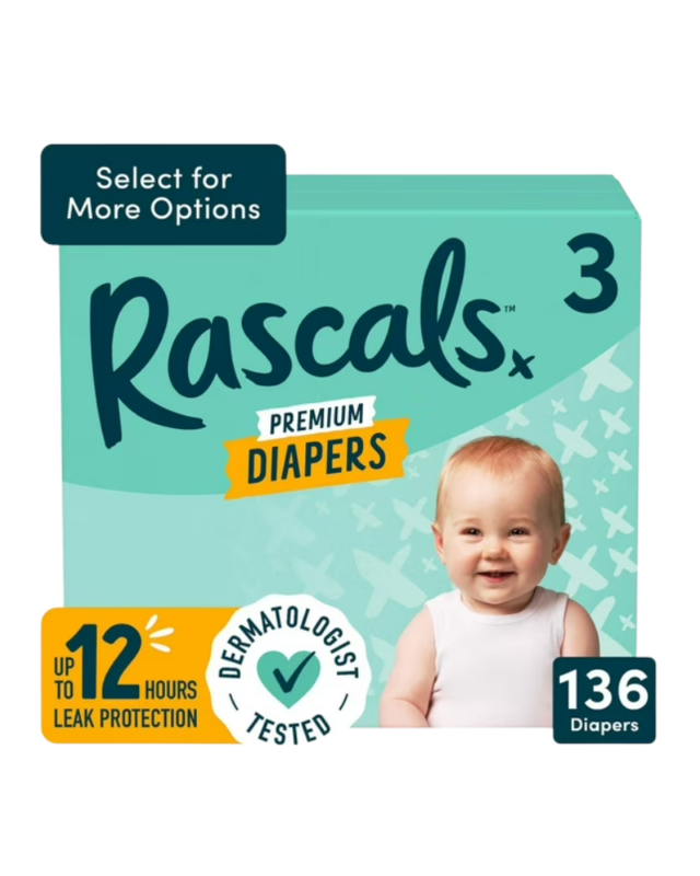 Rascals Premium Diapers Size 3 – 136 Count