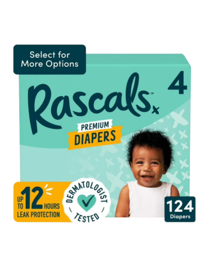 Rascals Premium Diapers Size 4 – 124 Count
