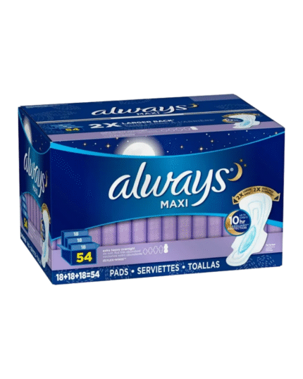 Always Maxi Overnight Pads with Wings 54 Count