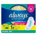 Always Ultra Thin Size 1 Regular Pads with Flexi-Wings, 96 Count