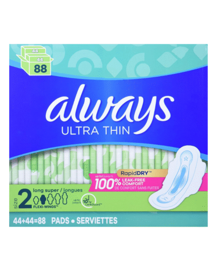 Always Ultra Thin Size 2 Long Super Pads with Wings 88 Count