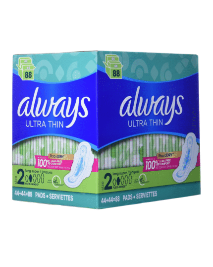 Always Ultra Thin Size 2 Long Super Pads with Wings 88 Count