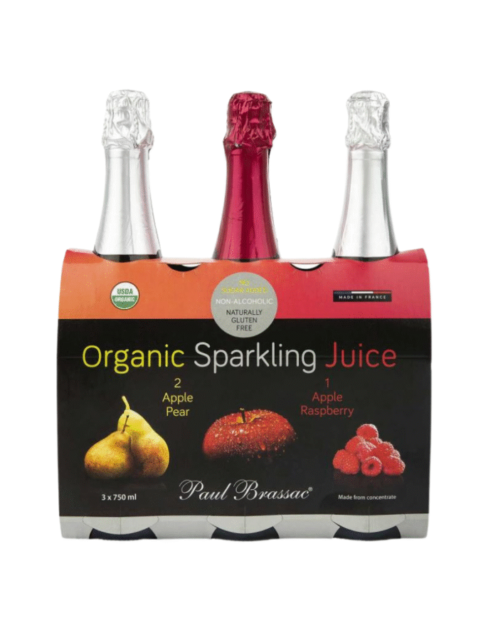 Paul Brassac Organic Sparkling Juice Trio, Apple Pear & Apple Raspberry