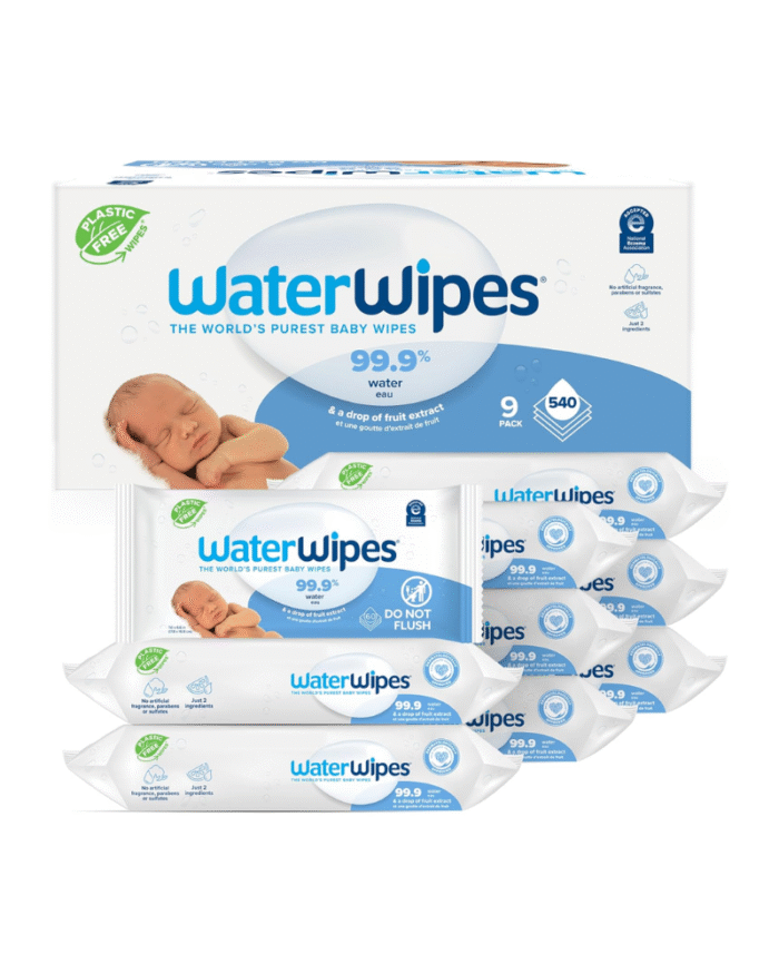 WaterWipes 99.9% Pure Baby Wipes – 540 Wipes (9 Packs)