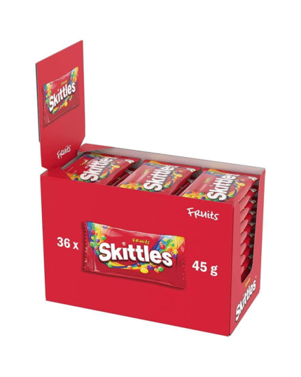 Skittles Fruit Candy 45g – 36-Pack of Colorful, Fruit-Flavored Sweets