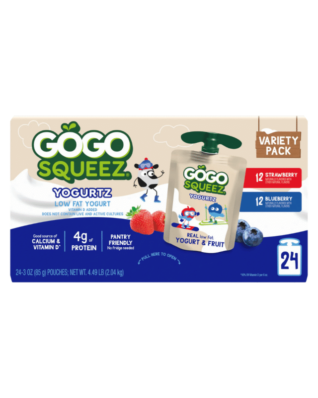 GoGo Squeez YogurtZ Strawberry & Blueberry Yogurt Pouches (24 Pouches)
