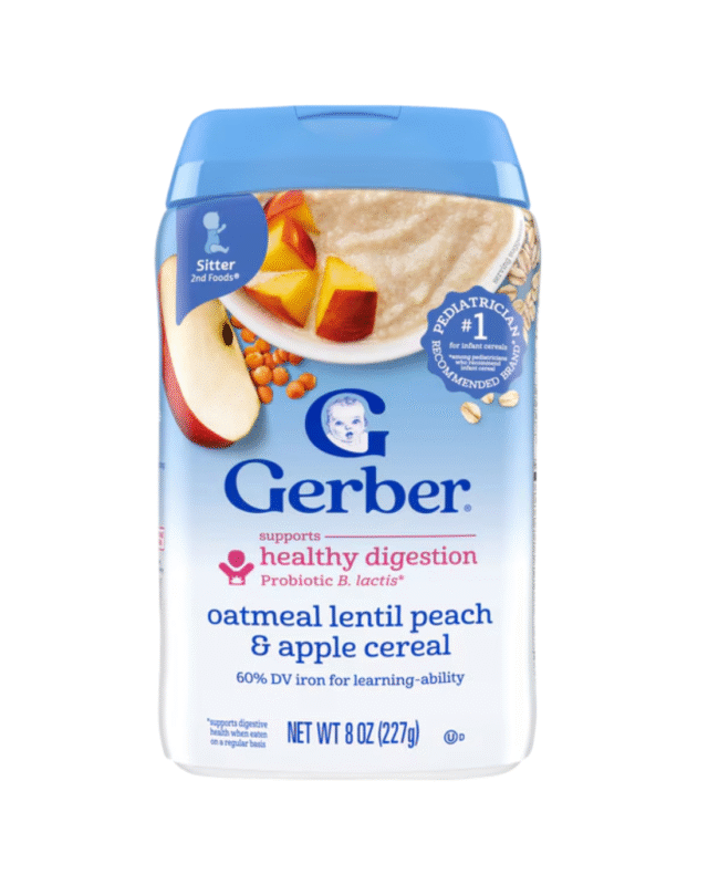 Gerber Oatmeal Lentil Peach & Apple Cereal 227g