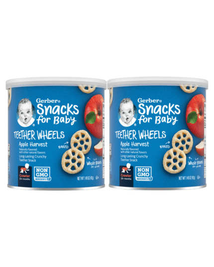 Gerber Snacks for Baby Teether Wheels Apple Harvest (2 Cans)