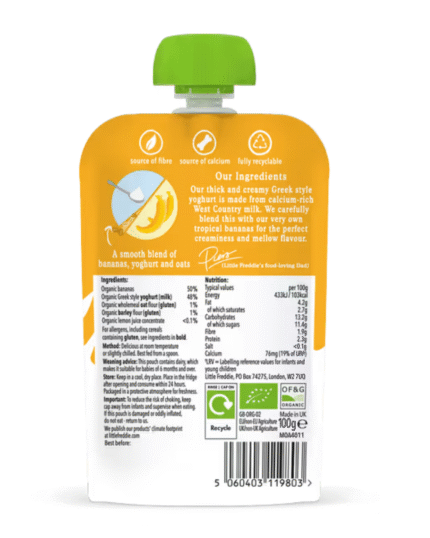 Little Freddie Organic Banana Yoghurt Baby Pouch (100g)