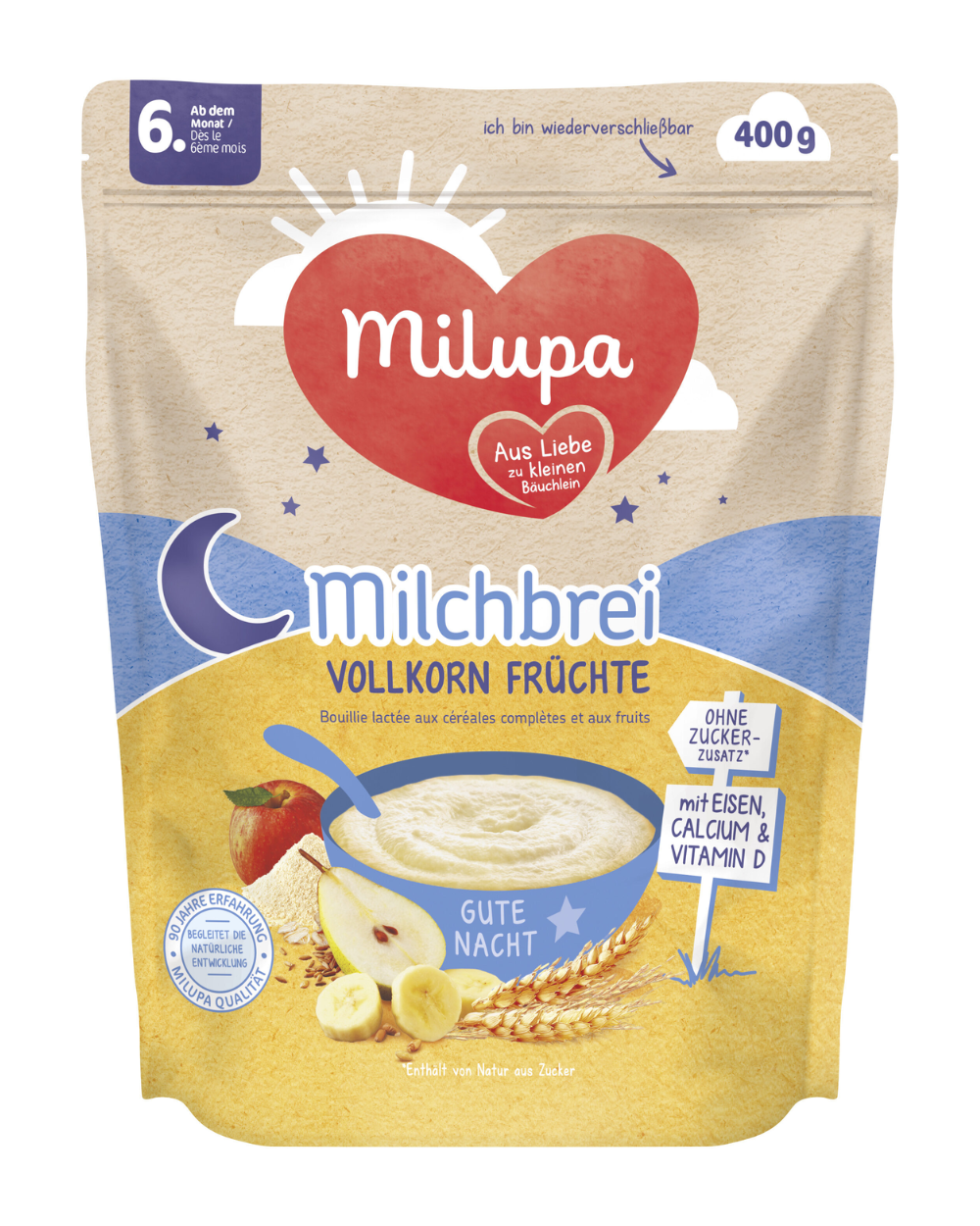 Milupa Milchbrei Whole Grain Fruits Bedtime Cereal 400g Milupa Milchbrei Whole Grain Fruits Bedtime Cereal 400g