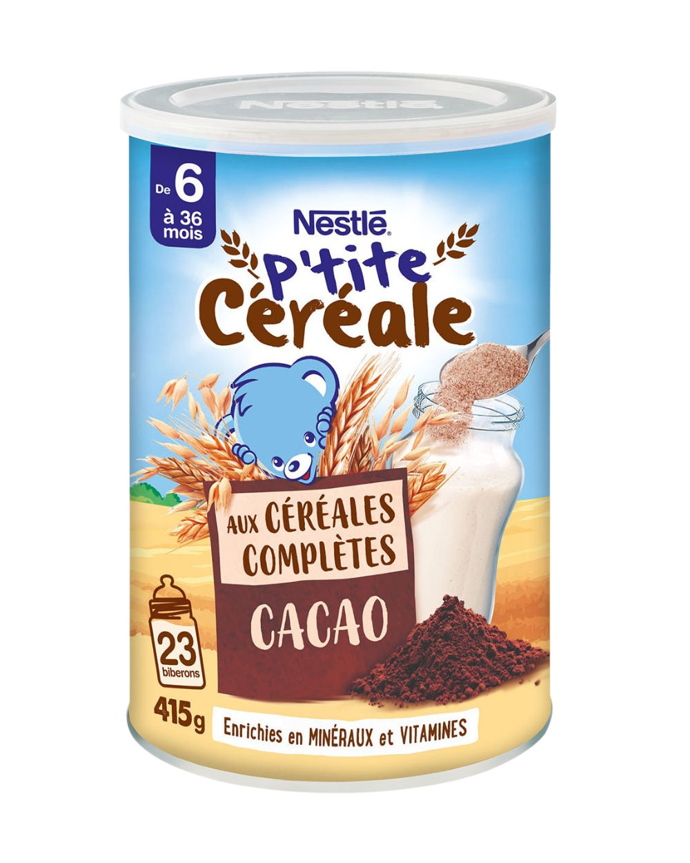 Nestlé P'tite Céréale Whole Grain Cocoa Baby Cereal (6 Months – 3 Years) Nestlé P'tite Céréale Whole Grain Cocoa Baby Cereal (6 Months – 3 Years)