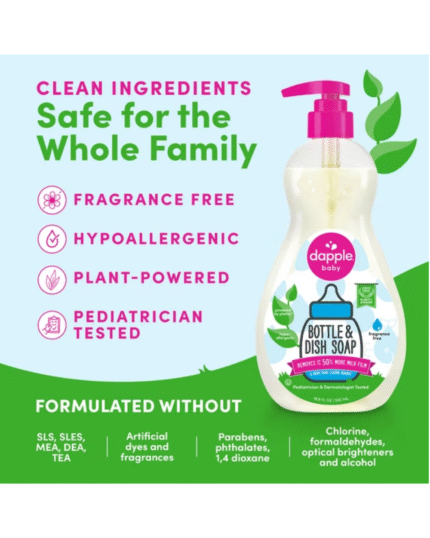 Dapple Baby Bottle & Dish Soap Combo Pack (Fragrance-Free)